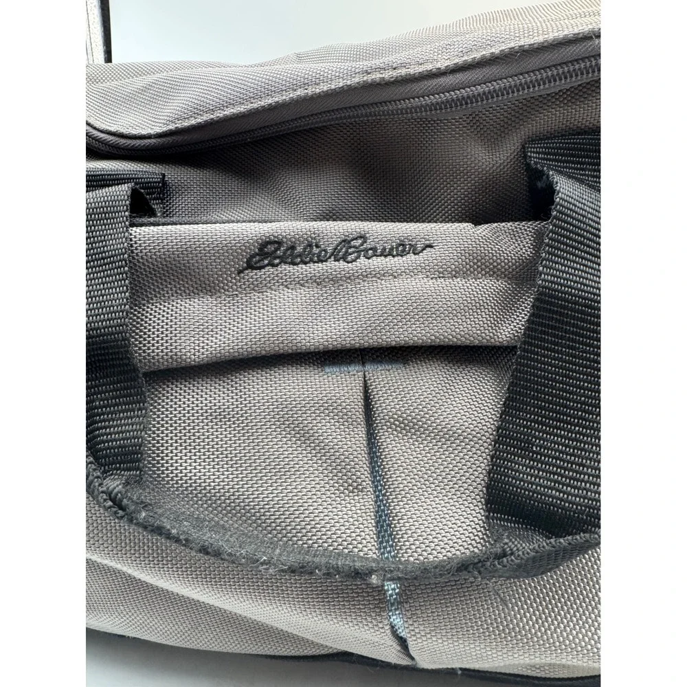 Eddie Bauer Grey Black Ballistic Nylon Duffel Bag Travel Gym Weekender Carry On